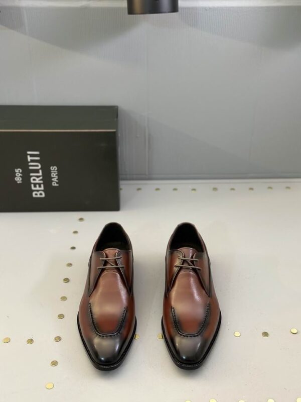 Berluti Polished Leather Derby Shoes with Burnished Detail - Image 2