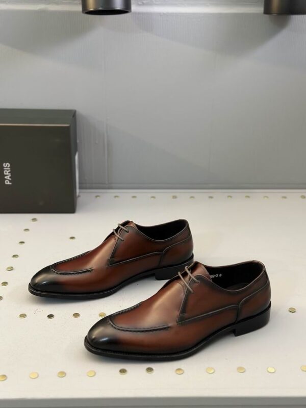 Berluti Polished Leather Derby Shoes with Burnished Detail - Image 3