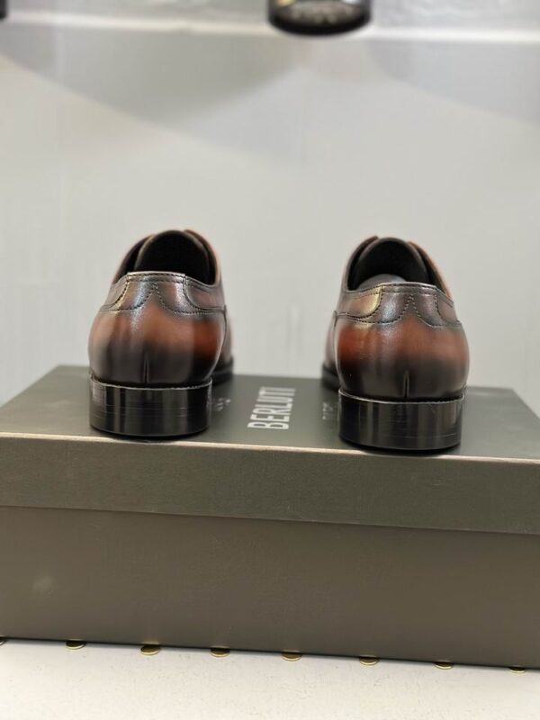 Berluti Polished Leather Derby Shoes with Burnished Detail - Image 4