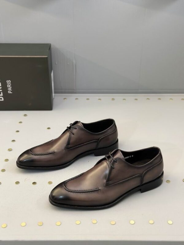 Berluti Polished Leather Derby Shoes with Burnished Detail - Image 7