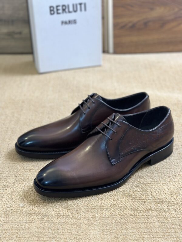 Berluti Polished Men's Leather Derby Shoes - Image 6