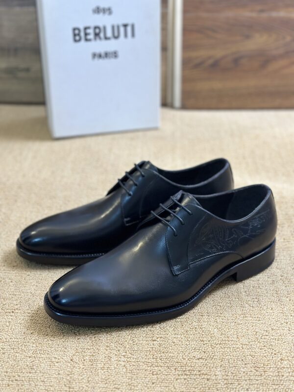 Berluti Polished Men's Leather Derby Shoes - Image 3