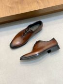 Berluti Polished Men's Leather Oxford Shoes with Embossed Detail
