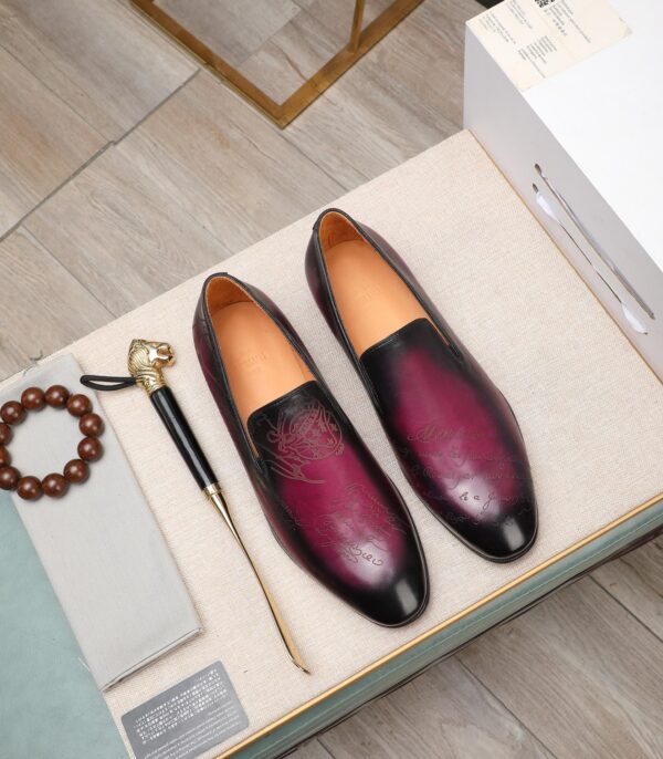 Berluti Polished Men's Leather Slip-On Dress Shoes - Image 5