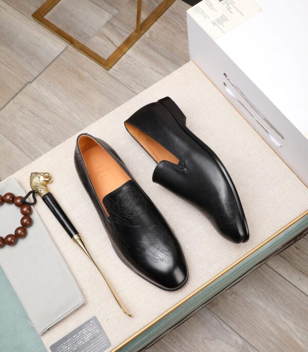 Berluti Polished Men's Leather Slip-On Dress Shoes - Image 14