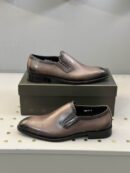 Berluti Polished Leather Slip-On Dress Shoes with Brogue Detail