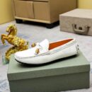 Berluti White Leather Driving Loafers with Bamboo Tassels