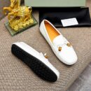 Berluti White Leather Driving Loafers with Bamboo Tassels