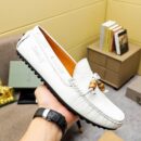 Berluti White Leather Driving Loafers with Bamboo Tassels
