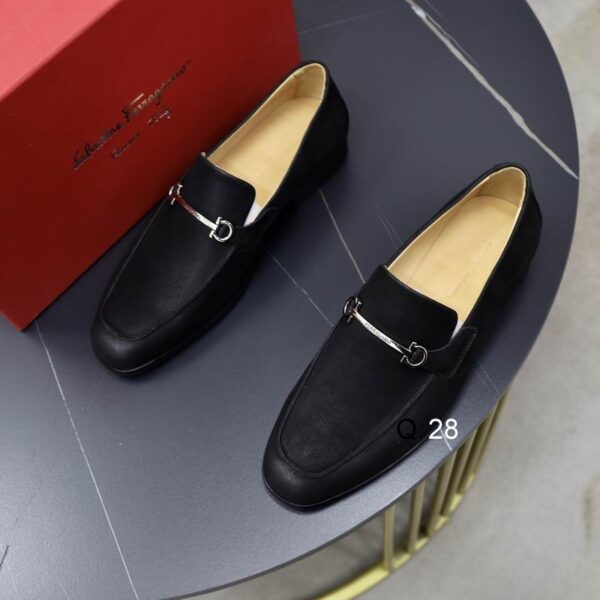 Black Leather Loafers with Silver Buckle - Image 3