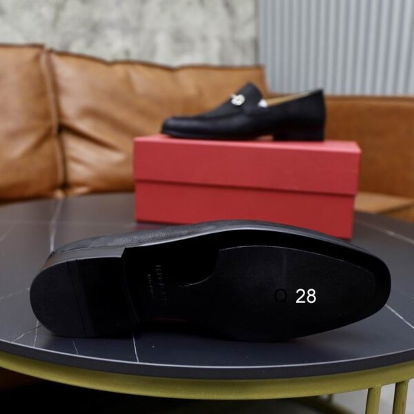 Black Leather Loafers with Silver Buckle - Image 6