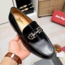 Black Patent Leather Loafers with Silver Gancini Buckle