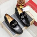 Black Patent Leather Loafers with Silver Gancini Buckle