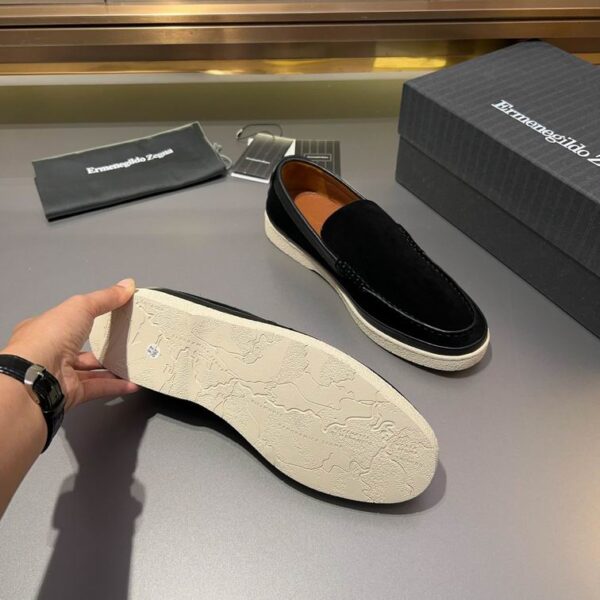 Black Suede Slip-On Men's Loafers: - Image 6