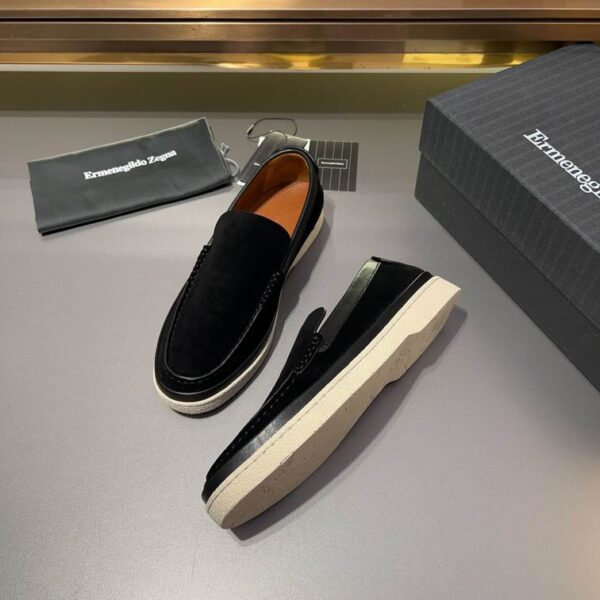 Black Suede Slip-On Men's Loafers: - Image 4