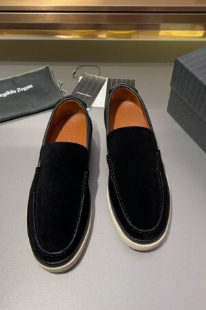Black Suede Slip-On Men's Loafers:
