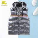Burberry Glossy Hooded Puffer Vest with Stripe Detail