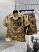 Chrome Hearts Patterned Shirt & Shorts Set with Cross Detail