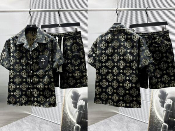 Chrome Hearts Patterned Shirt & Shorts Set with Cross Detail - Image 5
