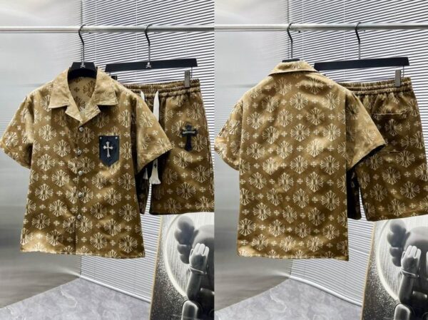 Chrome Hearts Patterned Shirt & Shorts Set with Cross Detail - Image 4