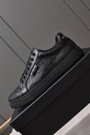 Coach Black Leather Low-Top Sneakers