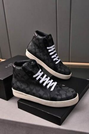 Coach Black Monogram High-Top Sneakers