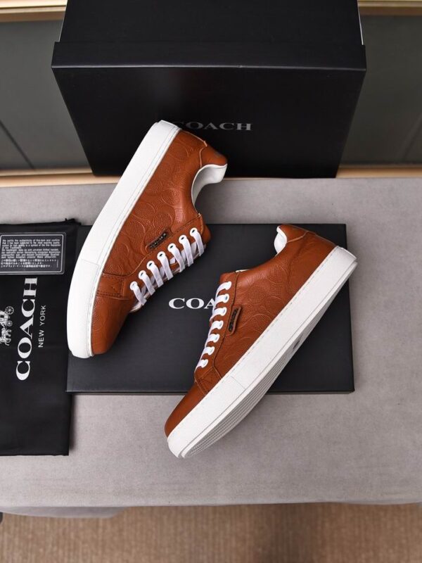 Coach Brown Leather Low-Top Sneakers - Image 5