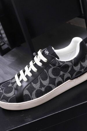 Coach  Clip Low-Top Sneakers in Black and Grey Monogram