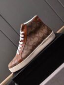 Coach Clip High-Top Monogram Sneakers in Brown