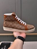 Coach Clip High-Top Monogram Sneakers in Brown