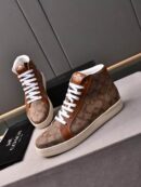 Coach Clip High-Top Monogram Sneakers in Brown