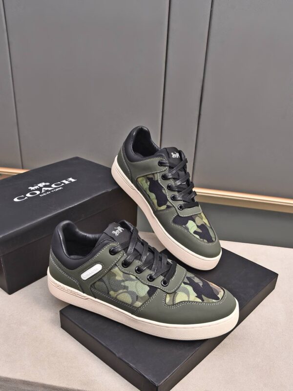 Coach Green & Black Camouflage Low-Top Sneakers - Image 3