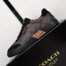 Coach Low-Top Monogram Sneakers in Black and Brown