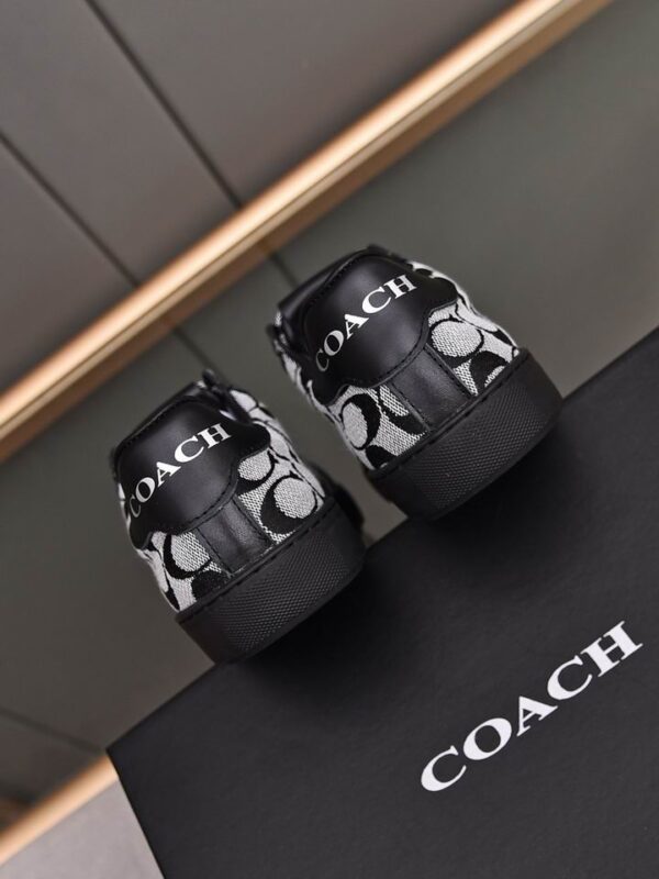 Coach Low-Top Monogram Sneakers in Black and Grey - Image 5