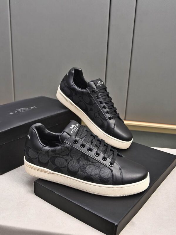 Coach Low-Top Monogram Sneakers in Black and Grey - Image 4