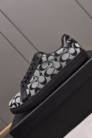 Coach Low-Top Monogram Sneakers in Black and Grey