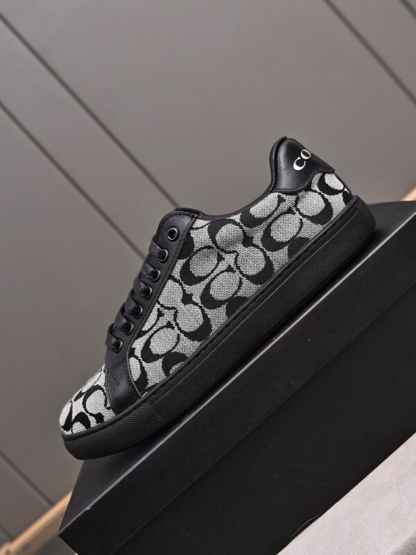 Coach Low-Top Monogram Sneakers in Black and Grey
