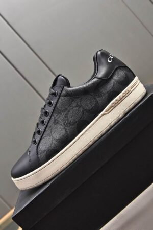 Coach Low-Top Monogram Sneakers in Black and Grey