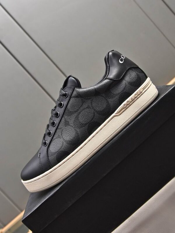 Coach Low-Top Monogram Sneakers in Black and Grey