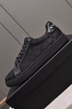 Coach Low-Top Monogram Sneakers in Black and Grey