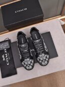 Coach Low-Top Monogram Sneakers in Black and Grey