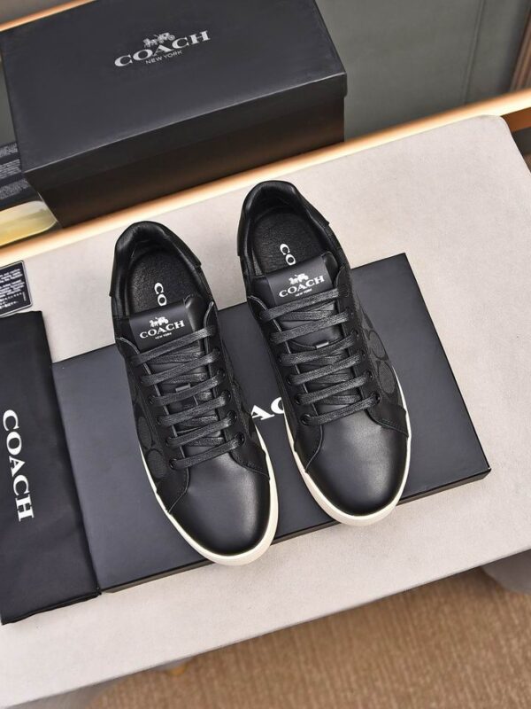 Coach Low-Top Monogram Sneakers in Black and Grey - Image 2