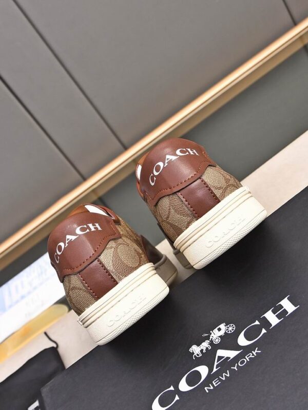 Coach Low-Top Monogram Sneakers in Brown Leather - Image 5
