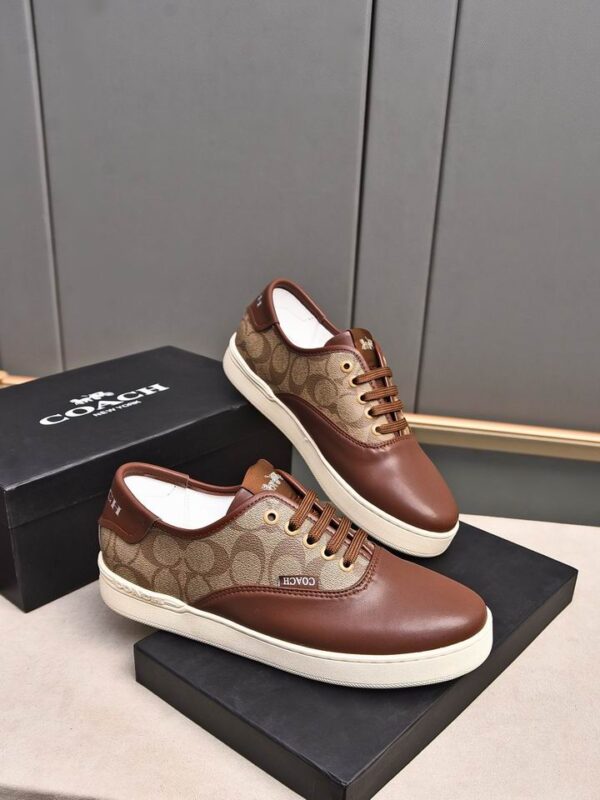 Coach Low-Top Monogram Sneakers in Brown Leather - Image 4