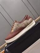 Coach Low-Top Monogram Sneakers in Brown Leather