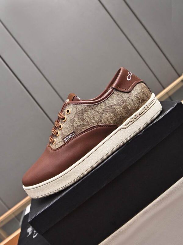 Coach Low-Top Monogram Sneakers in Brown Leather
