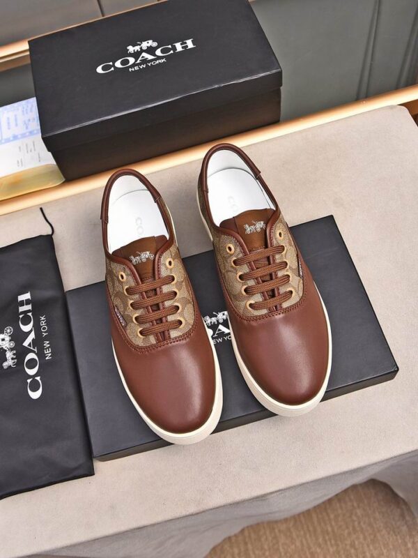 Coach Low-Top Monogram Sneakers in Brown Leather - Image 2
