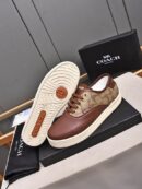 Coach Low-Top Monogram Sneakers in Brown Leather