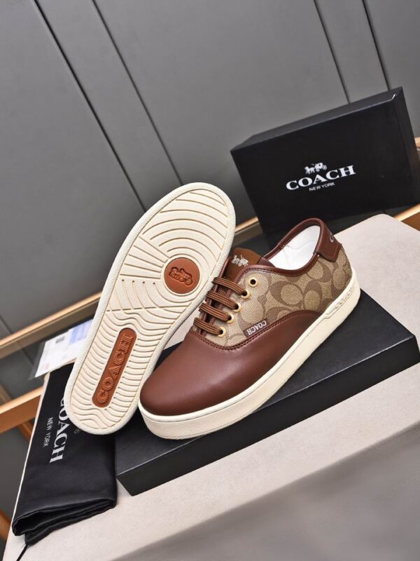 Coach Low-Top Monogram Sneakers in Brown Leather - Image 6