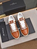 Coach Low-Top Monogram Sneakers in Brown and Beige